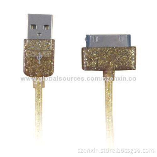 USB data cable with flash powder coating, for iPhone 4/4s